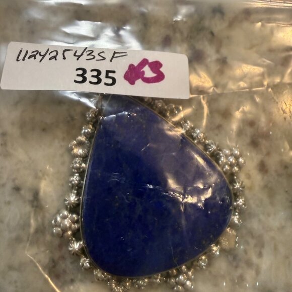 Lg Artisan Ornate Teardrop Lapis Lazuli Statement Pendant Sterling Silver Gift - Picture 8 of 8